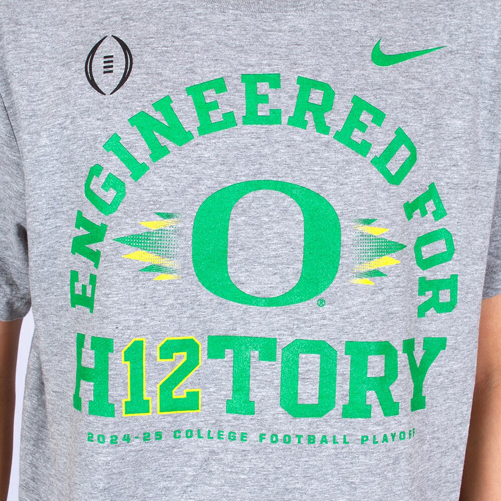 Classic Oregon O, Nike, Grey, Crew Neck, Cotton Blend, Men, Unisex, Football, Postseason, Round 1, Engineered for H12tory, T-Shirt, 913864